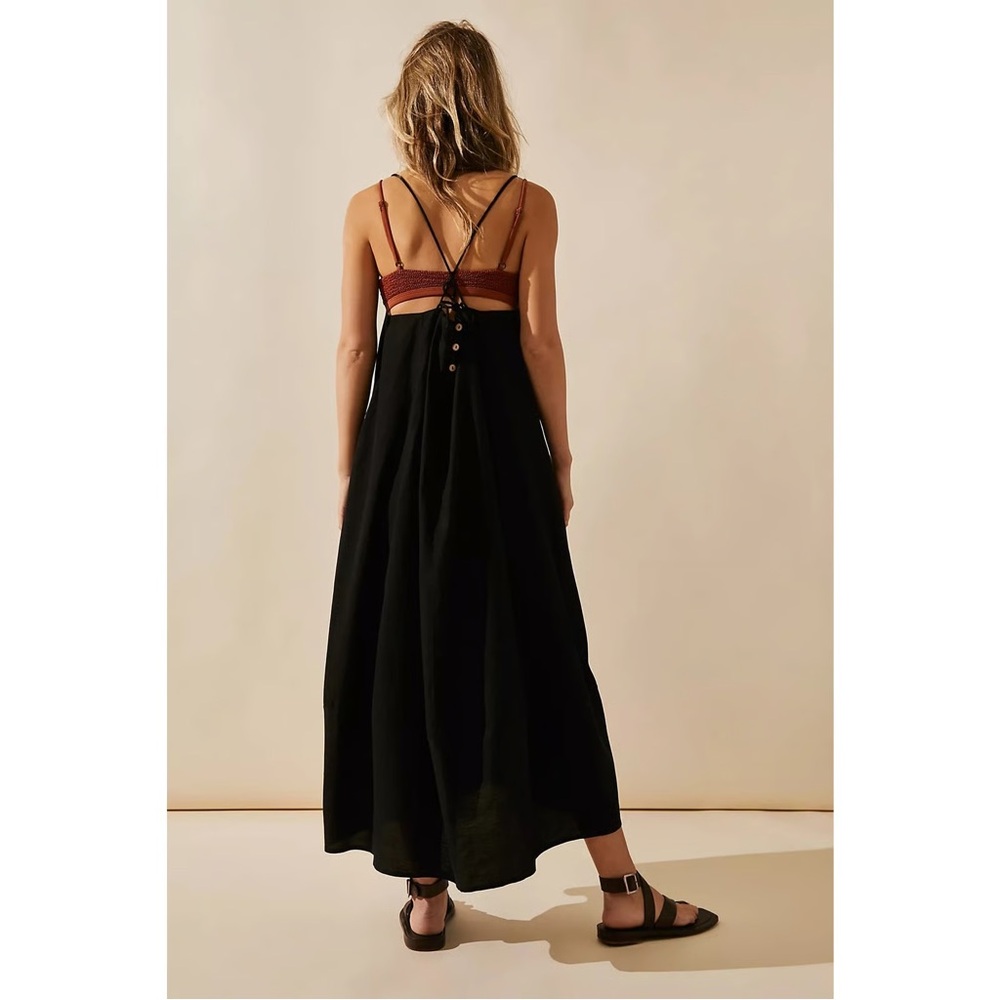 Free People Strutting Black Midi Dress - Picture 2 of 10